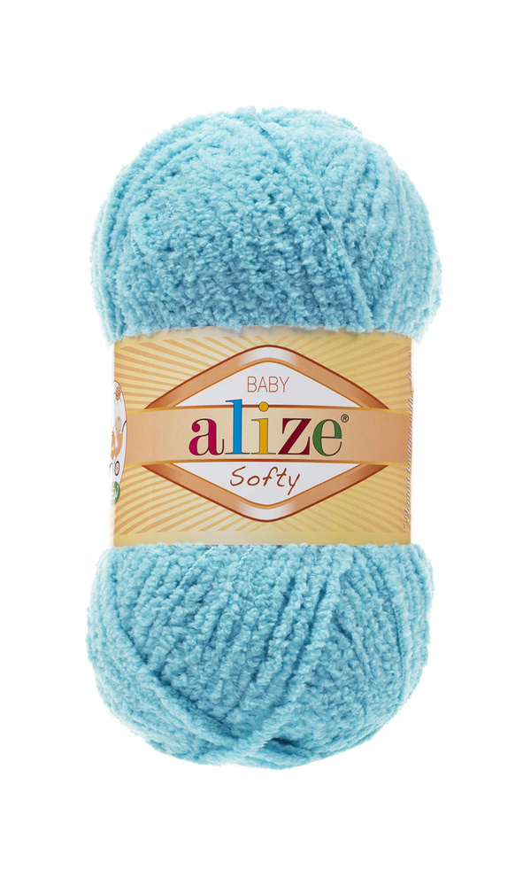 Пряжа Alize softy - 6 шт, бирюза (128), 115м/50г, 100% микрополиэстер/Ализе Софти/  #1