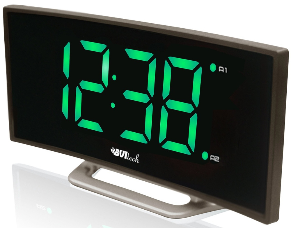 Часы настольные электронные с будильником, зеленая подсветка  #1