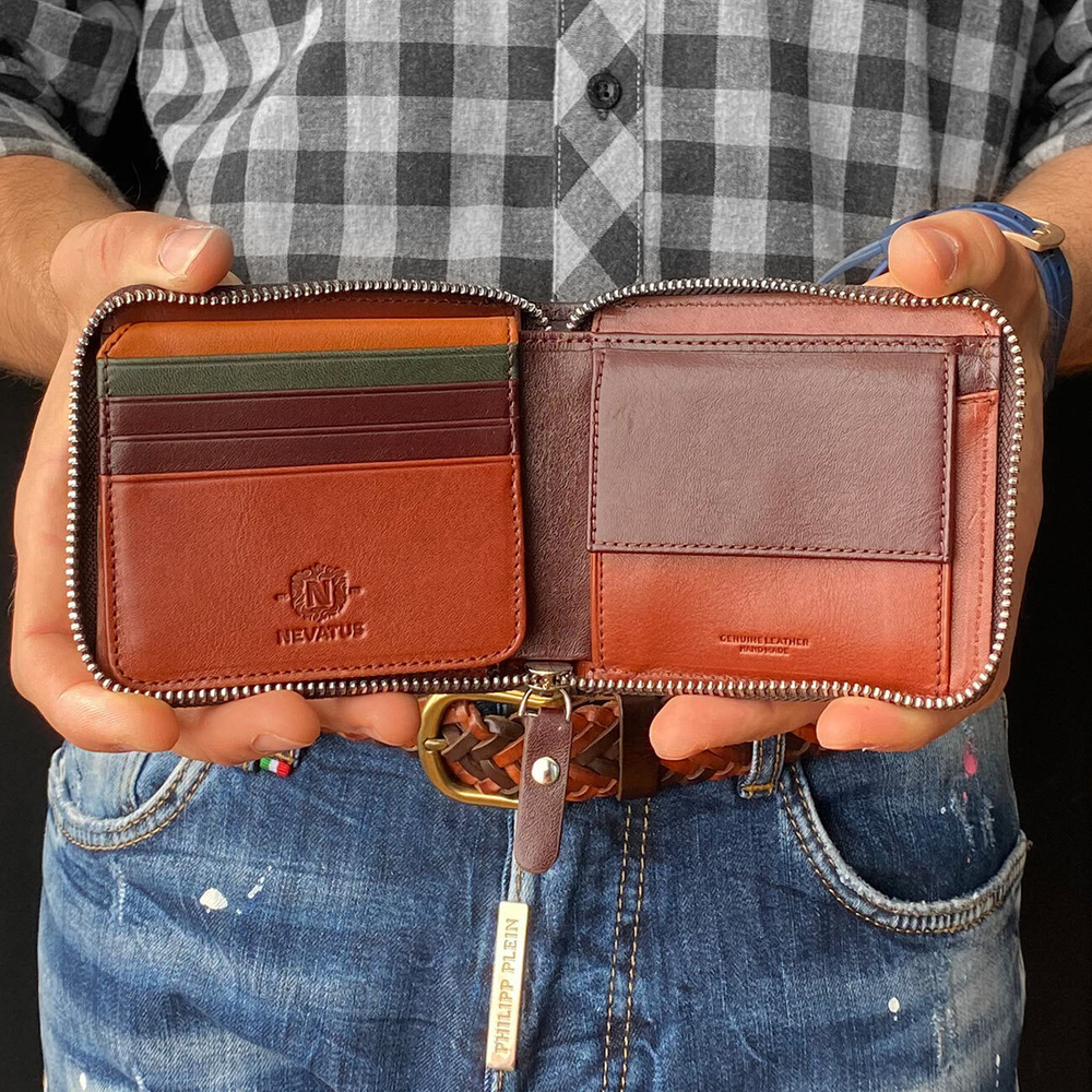 Кожаный кошелек Nevatus DG серии Bronn, 013-125-brown, коричневый #1