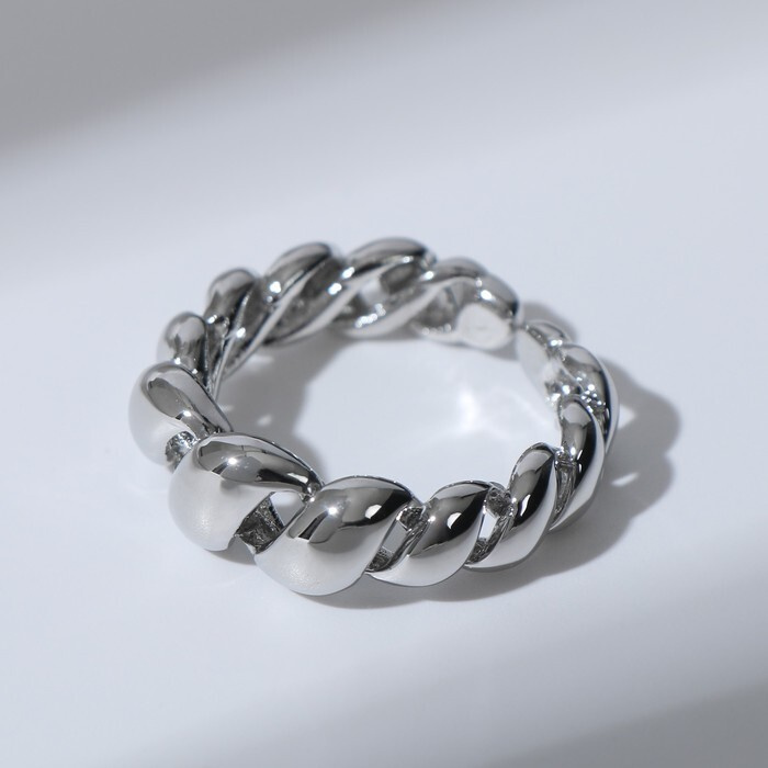 Кольцо Косичка , цвет серебро, безразмерное (от 18 размера)  #1