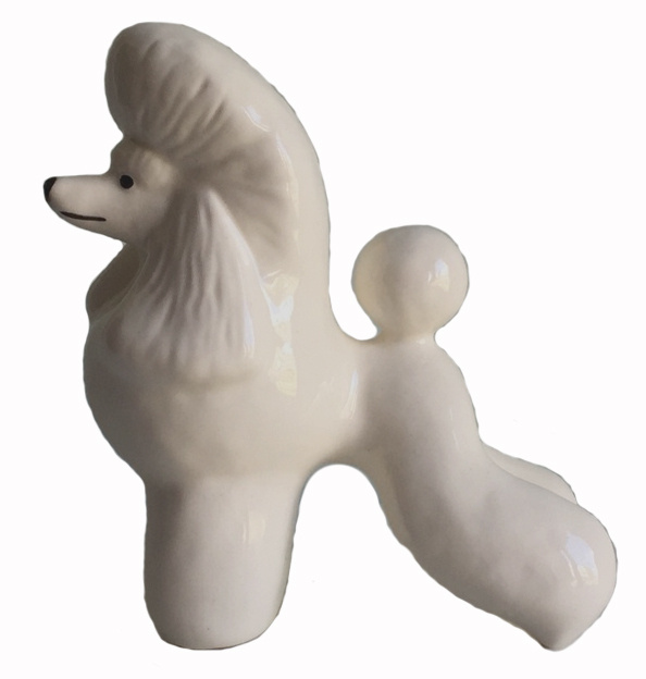 Пудель белый статуэтка собаки из фарфора #1