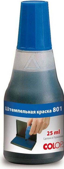 Краска штемпельная 801 на водной основе с содержанием глицерина синяя, 25мл Colop  #1