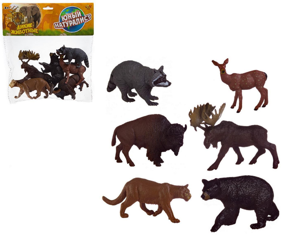 Игровой набор ABtoys Юный натуралист Фигурки диких лесных животных, 6 штук  #1