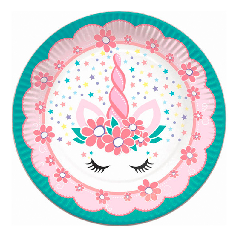Тарелки бумажные ПатиБум "Единорог Pink&Tiffany", 18см, набор 6 штук, 2 штуки  #1