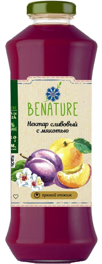 Сливовый нектар с мякотью ТМ Benature 0,75 л. 1 бут. #1