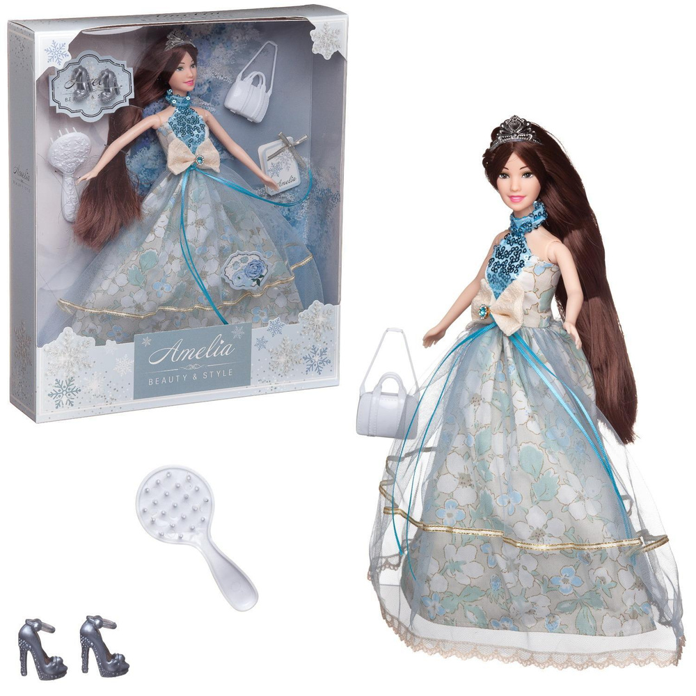 Кукла-модель "Бал принцессы" с диадемой, аксессуарами в длинном платье, 30см  #1