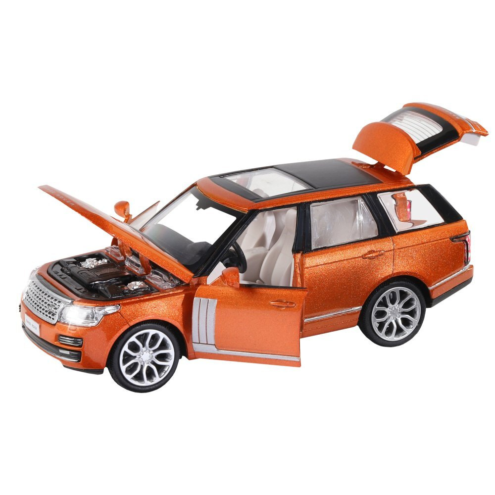 Машина металл., 1:34 2013 Range Rover, оранжевый инерция, свет, звук, открываться двери  #1