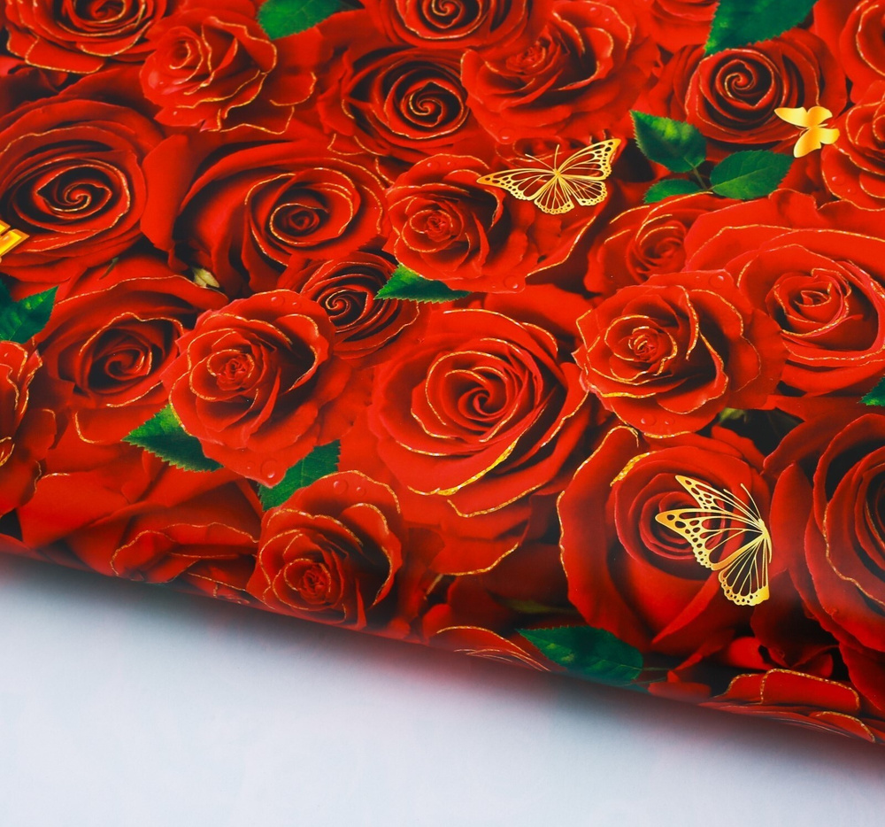 Бумага упаковочная глянцевая "Розы для тебя" 70 х 100 см #1
