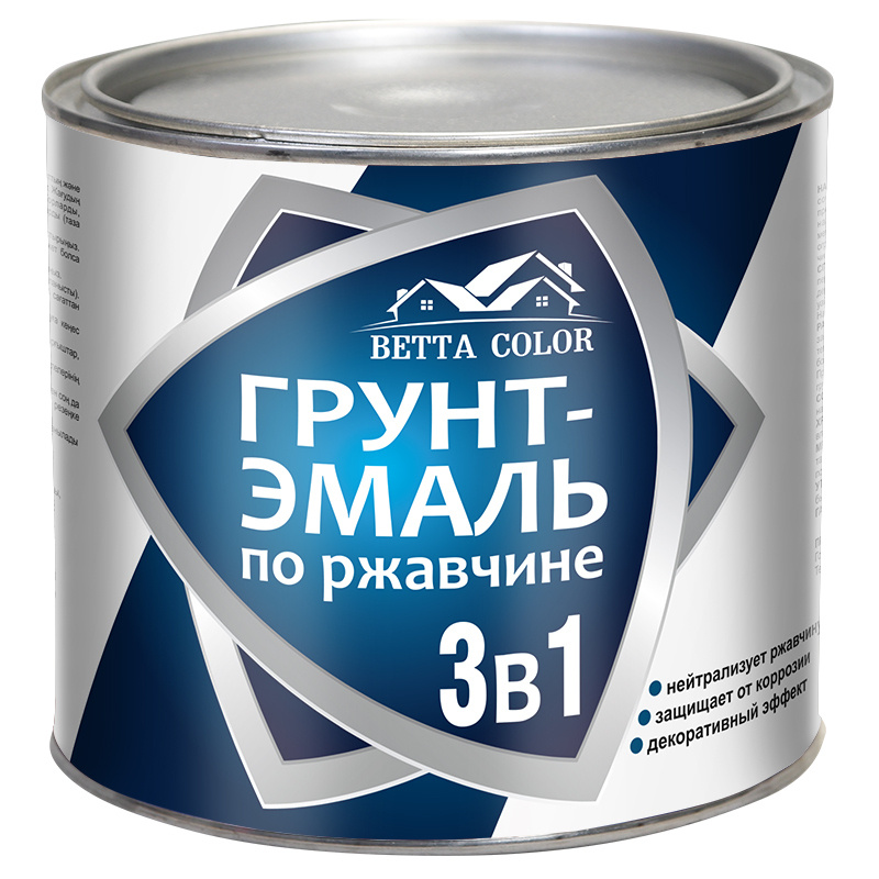 Грунт-эмаль по ржавчине 3 в 1 белая ночь Betta Color 1,8 кг Царицынские краски  #1