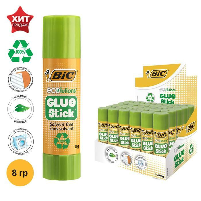 Клей-карандаш 8 г BIC Glue Stick ECOlutions, прозрачный, твёрдый, 1 шт.  #1