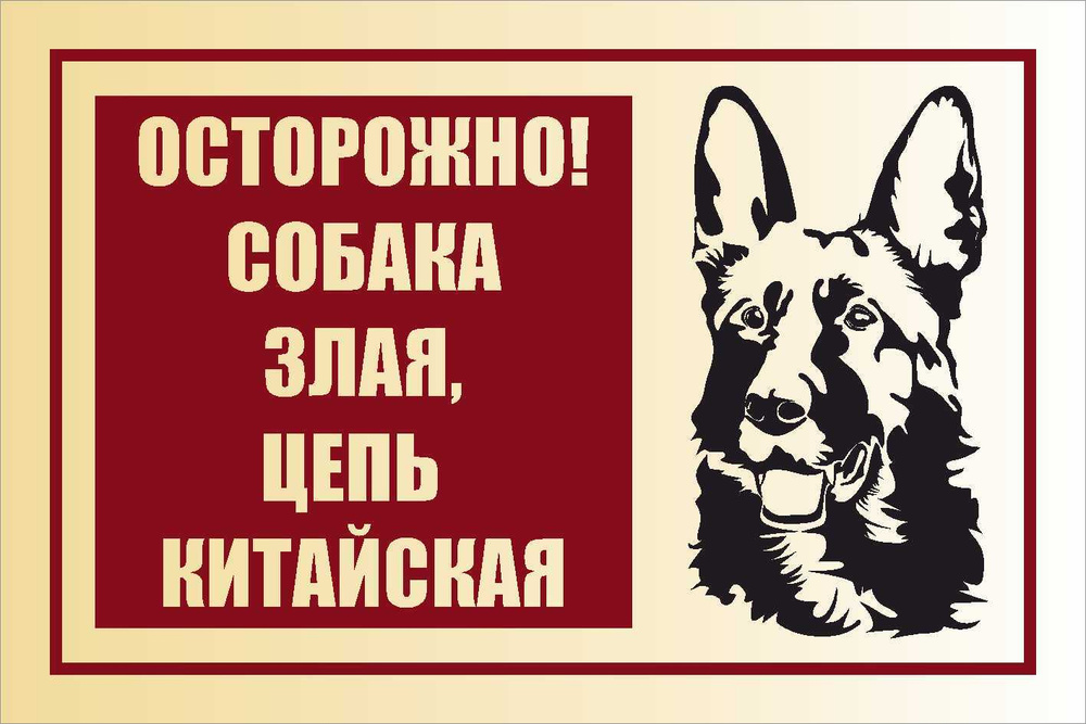 Табличка информационная "Осторожно, злая собака" 300х200 мм  #1