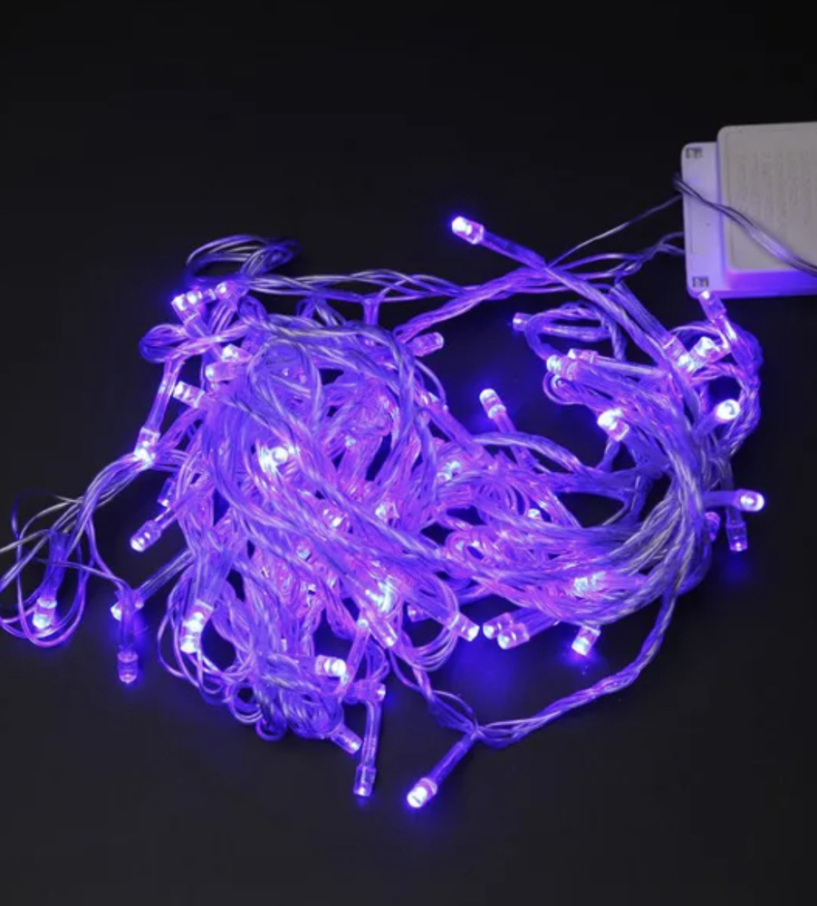 Декоративная электрогирлянда 100 светодиодов, 6 метров (фиолетовый)  #1