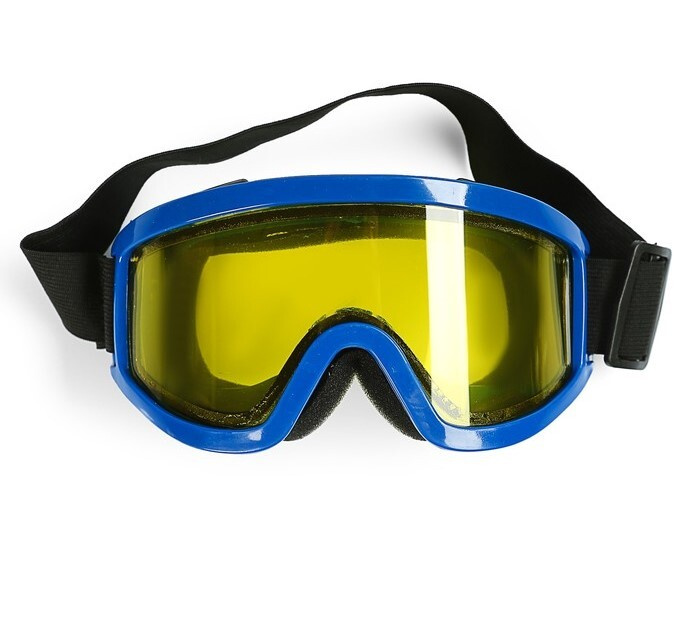 Очки-маска для езды на мототехнике, стекло двухслойное желтое, цвет синий  #1