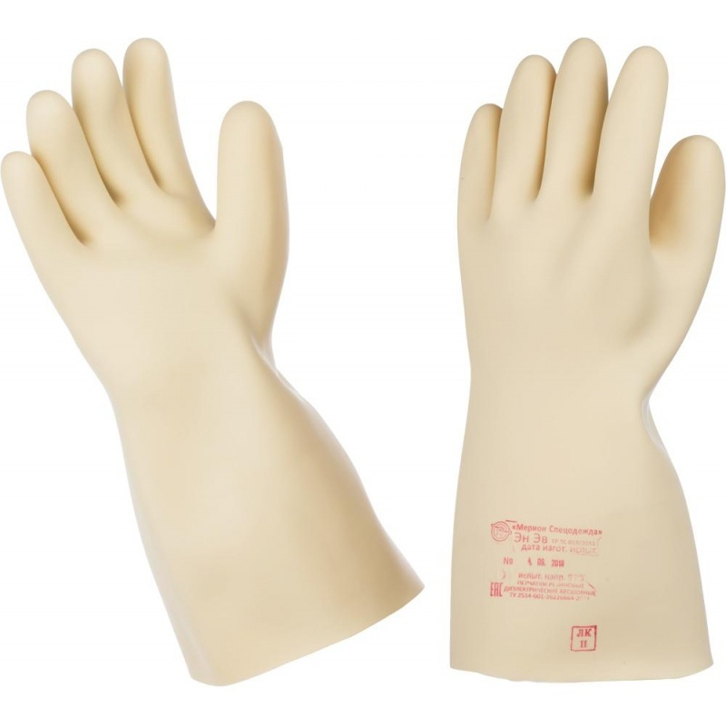 Перчатки защитные КНР резиновые, диэлектрические, класс защиты 0, латекс, размер 4 (латекс)  #1