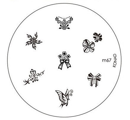 Konad, пластина (диск) для стемпинга M67 бабочки бант цветы #1