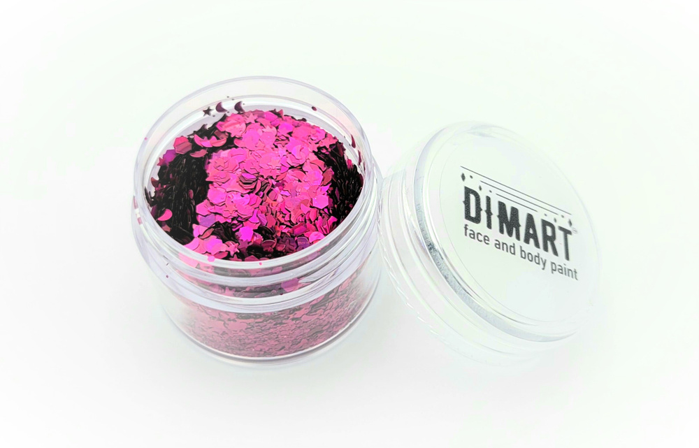 DIMART face and body paint Глиттер сухой ''Dimart'' Малиновый голографический микс 30мл.  #1