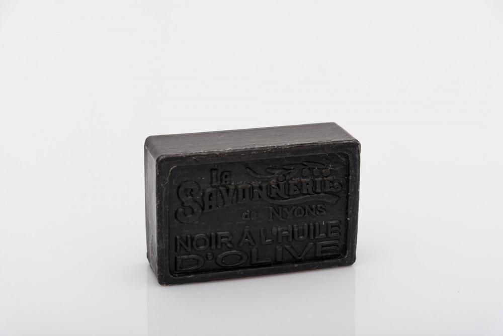 Твердое мыло для рук и тела черное с оливой, прямоугольное 100 гр. La Savonnerie de Nyons, Франция.  #1