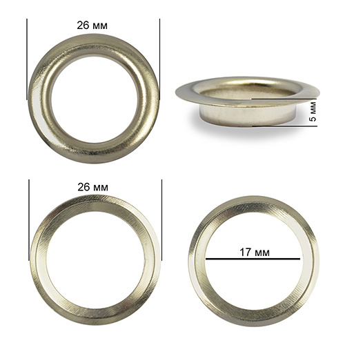 Люверсы из стали №31 диаметр 17 мм, глубина 5 мм, никель 100 штук для одежды и мебели  #1