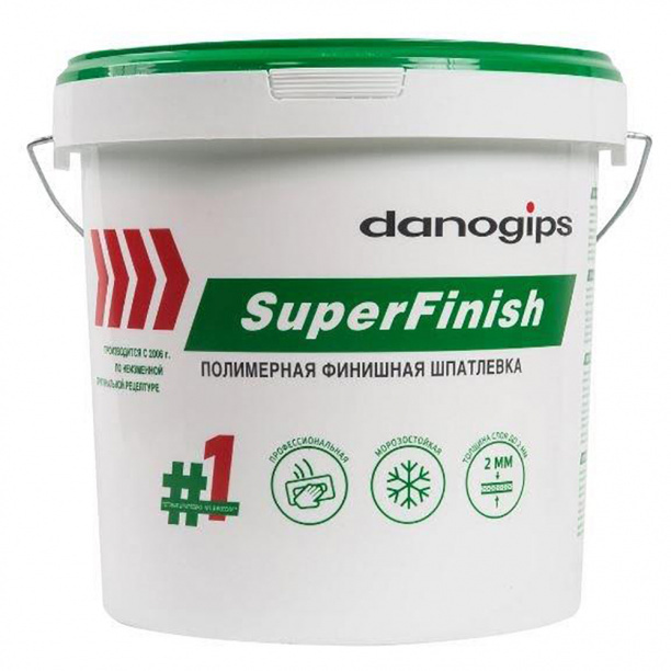 Готовая финишная шпаклевка danogips SuperFinish полимерная 18,1 кг  #1