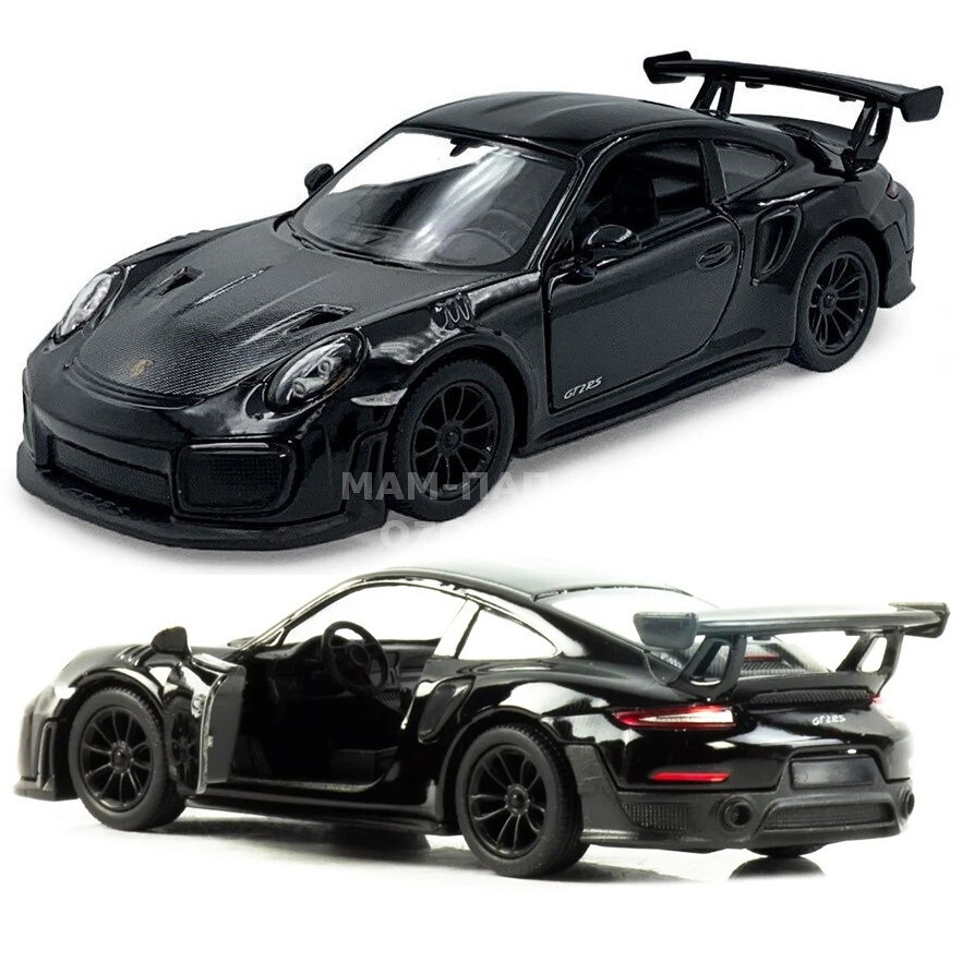 Машинка металлическая Kinsmart 1:36 Porsche 911 GT2 RS KT5408D инерционная, двери открываются / Черный #1