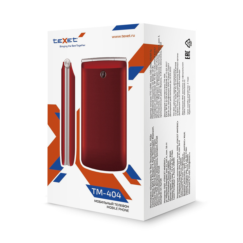 Мобильный телефон TEXET TM-404 RED (2 SIM) #1