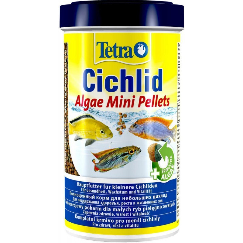 Tetra Cichlid Algae Mini Pellets 500/170г мл растительный корм для цихлид в виде двухцветных мини-гранул #1