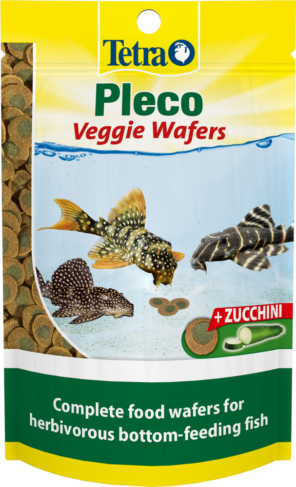 Tetra Pleco Veggie Wafers 15г- корм-пластинки с добавлением цукини для донных рыб  #1