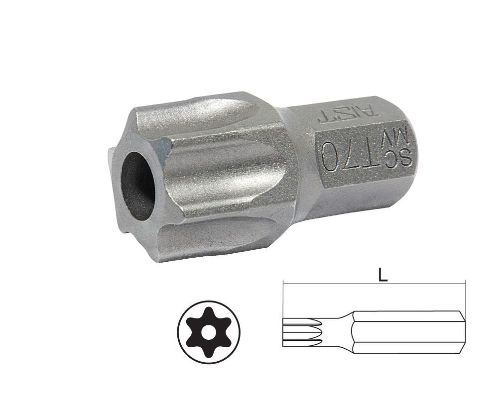 Бита TORX (торкс) Т70 "звездочка" с отверстием 10мм короткая 30мм AIST 1323070TT  #1