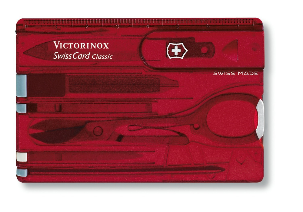 Швейцарская карточка Victorinox SwissCard Classic Red (0.7100.T) 10 функций. Пилка для ногтей, ножницы, #1