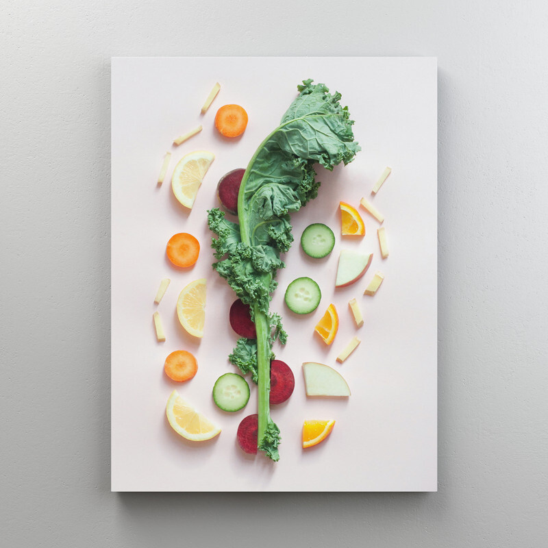 Интерьерная картина на холсте "Салатная нарезка" для кухни, кафе и ресторанов, на подрамнике 75x100 см #1