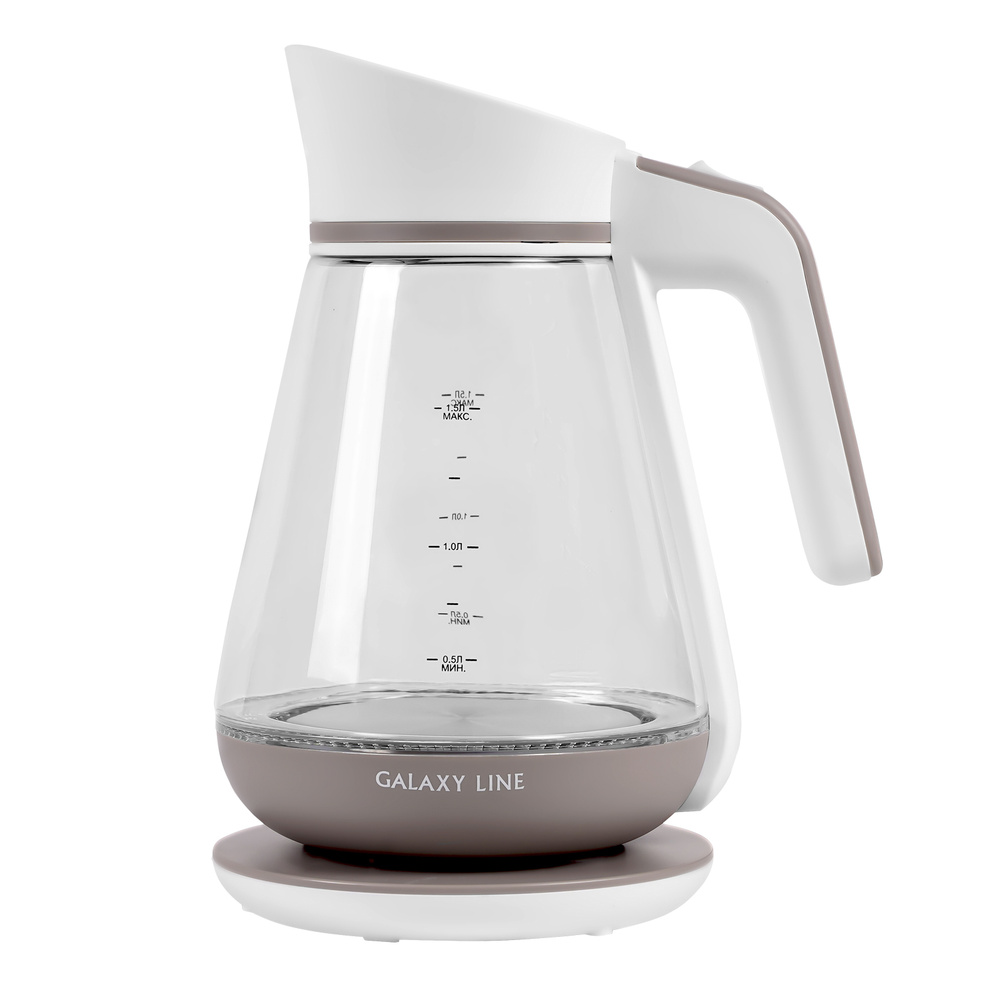 GALAXY Электрический чайник LINE GL0557, стекло/серый, белый, прозрачный  #1