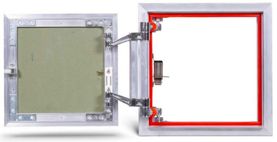 Люк ревизионный под плитку нажимной Практика Евроформат АТР 300-300 мм, алюминиевый, скрытый  #1