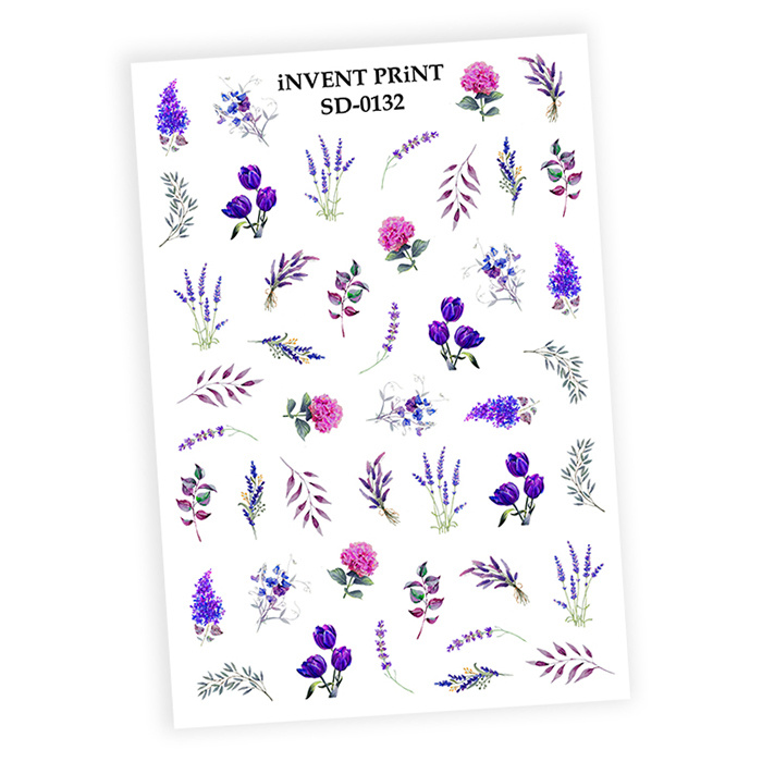 iNVENT PRiNT водные наклейки для ногтей Цветы Листья #1