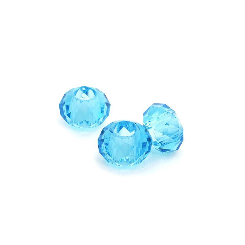 Бусины шармы для браслета стеклянные граненые голубые 8х13,5 мм, отверстие 6 мм  #1