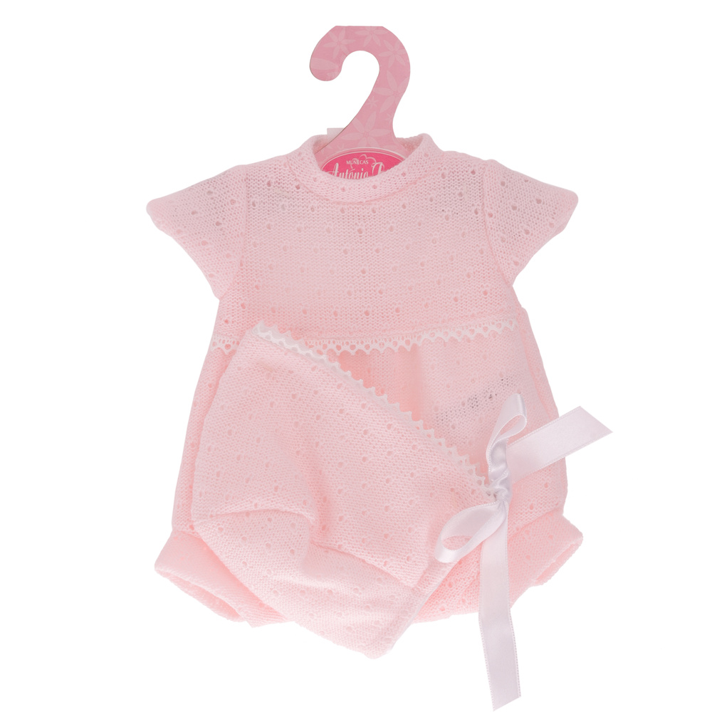 Одежда для кукол и пупсов 30 - 35 см ANTONIO JUAN, боди-комбинезон, чепчик розовый  #1