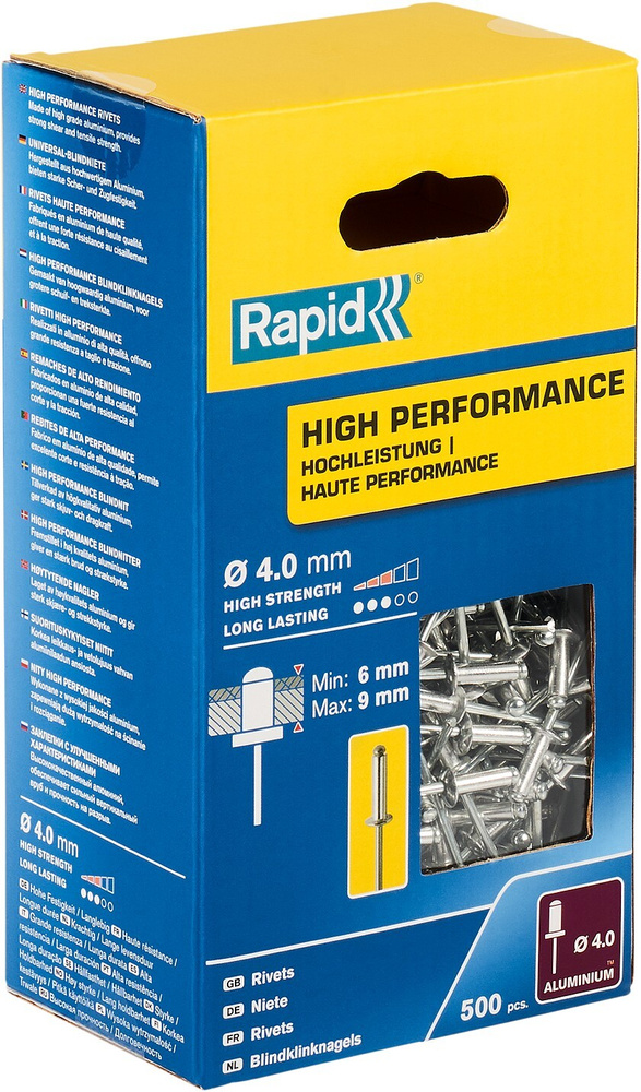 RAPID R:High-performance-rivet, 4.0 х 12 мм, 500 шт, алюминиевая высокопроизводительная заклепка (5001434) #1