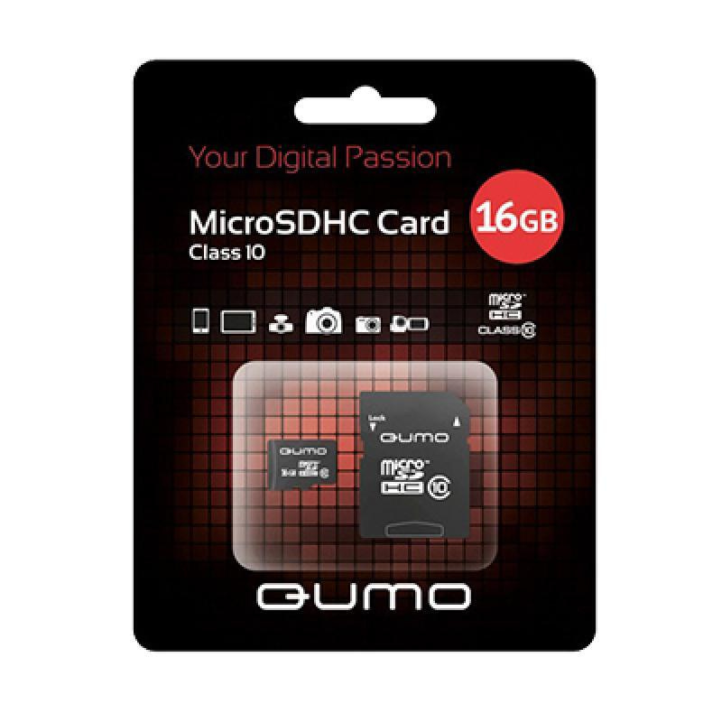 Карта памяти MicroSDHC 16 Gb CL10 Qumo в блистере с адаптером #1