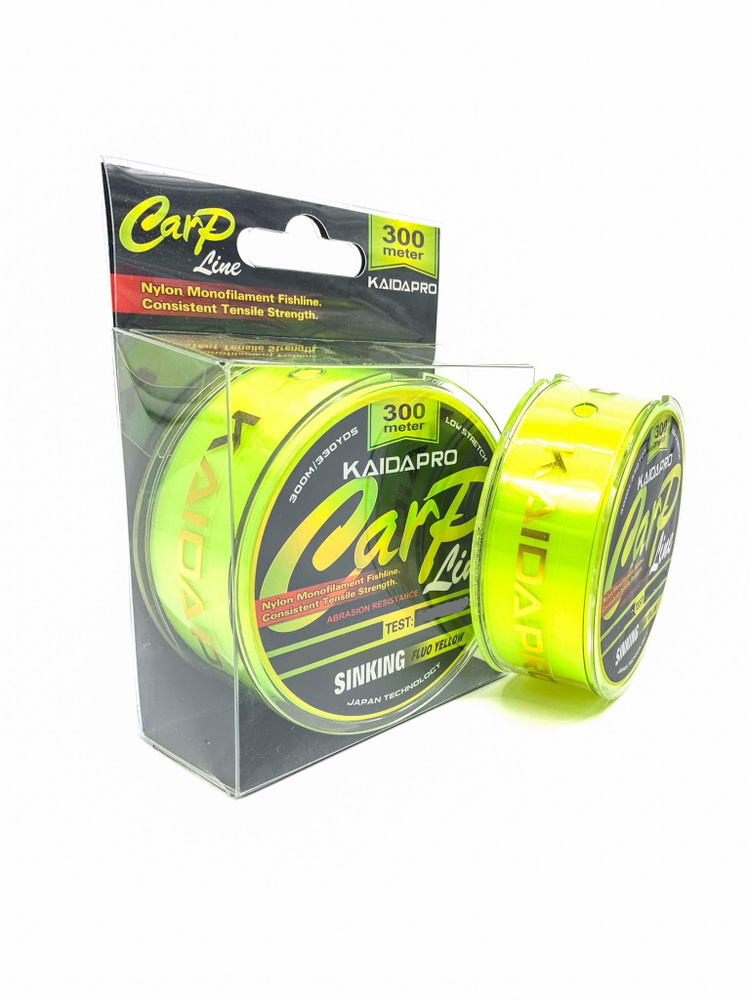 Леска KAIDA Carp Line NEON YELLOW 300м 0.286мм 10.26кг 22.61lb #1