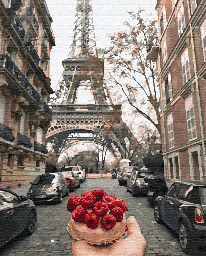 Картина по номерам ВанГогВоМне 40х50 на подрамнике Малиновый завтрак в Париже  #1