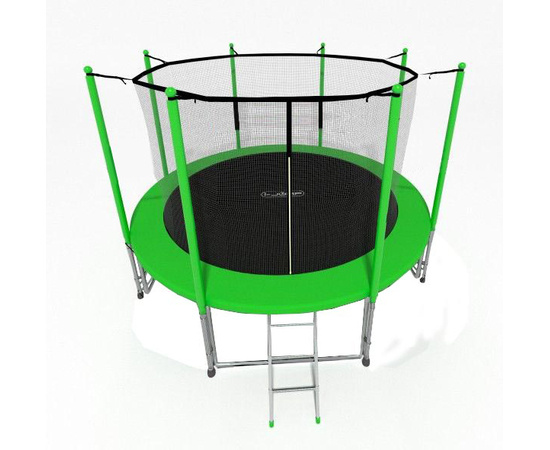 Батут i-JUMP CLASSIC LIGHT 8FT GREEN с защитной сеткой и лестницей для дачи  #1