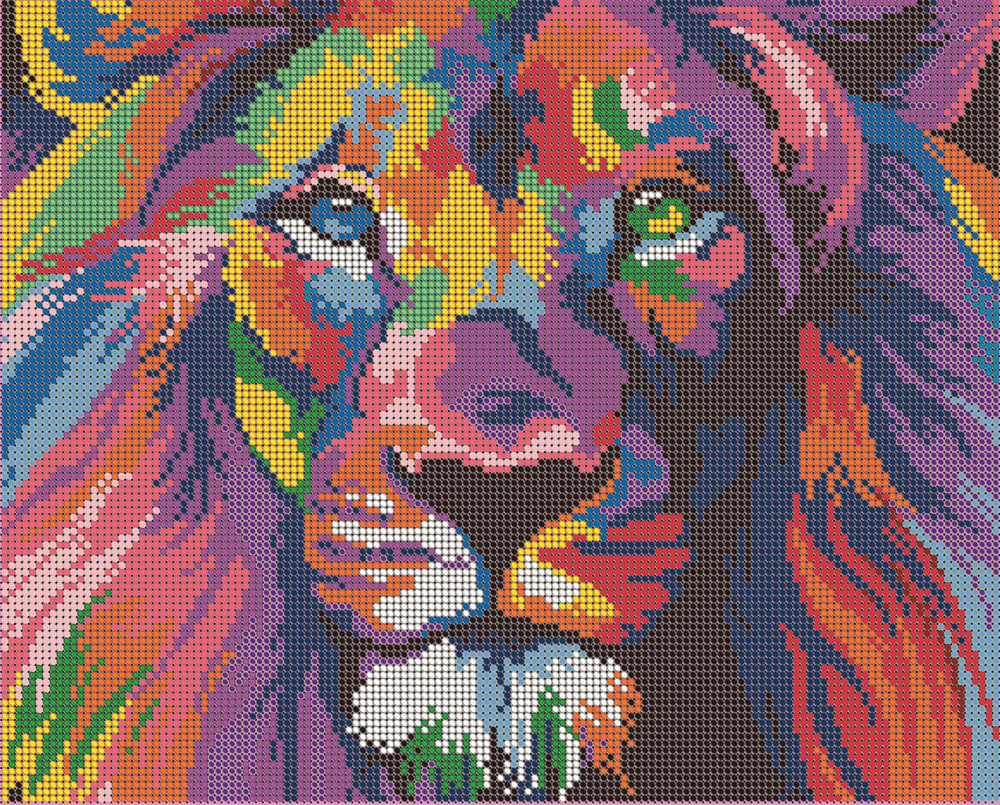 Алмазная мозаика, картина Радужный лев 43,5х35 см, Диамант, картина стразами без подрамника  #1