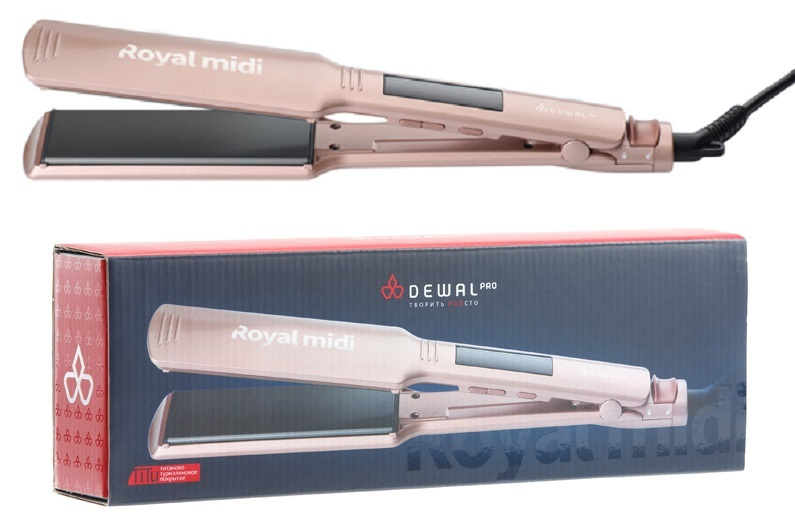 Dewal Royal Midi 03-404 Профессиональные щипцы утюжок для укладки выпрямления и гладкости волос титаново-турмалиновые #1