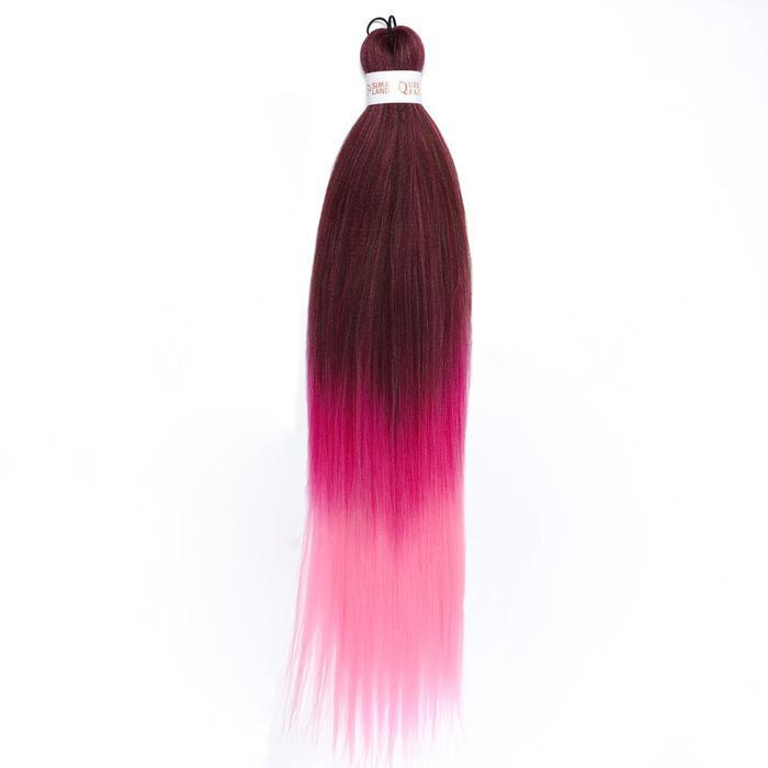 SIM-BRAIDS Канекалон трёхцветный, гофрированный, 65 см, 90 гр, цвет бордовый/светло-розовый/розовый(#FR-26) #1