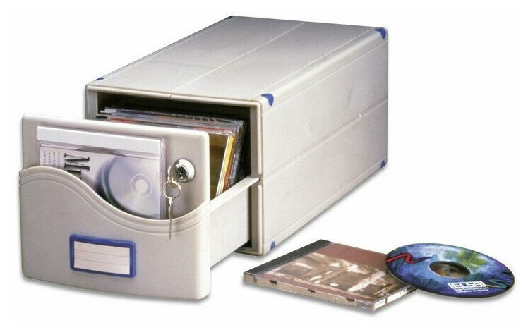 Бокс с замком для CD/DVD дисков ProfiOffice МБ-30 SL / MB-30, серый, пластик, дверца + замок, на 30 коробок #1