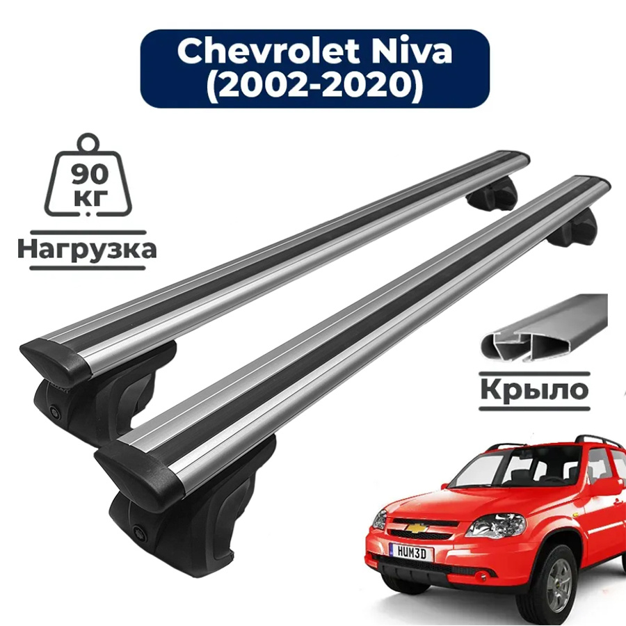 Багажник на крышу автомобиля Шевроле Нива (2002-2020) / Chevrolet Niva (Шеви) комплект креплений на рейлинги #1