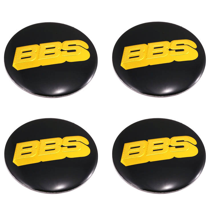 Наклейки на диски ББС 56 мм сфера черные 4 шт / Стикеры на колпачки дисков BBS из алюминия  #1