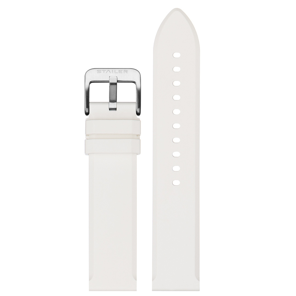 Каучуковый ремешок для часов, Stailer Premium, 18 мм, белый, удлиненный  #1