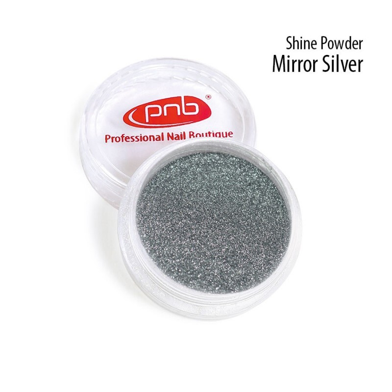 Втирка блеск для дизайна ногтей и маникюра PNB Shine Powder зеркальная светоотражающая зеркальное серебро #1