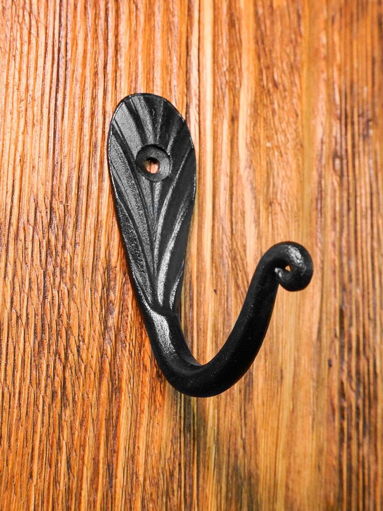 Крючок кованый "Лебедь" 8 см (черный)/ крючок настенный металлический/ крючок вешалка на дверь/ крючок #1