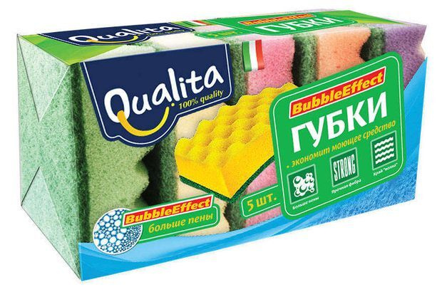 Губка для посуды Qualita Bubble Effect, 5 шт #1